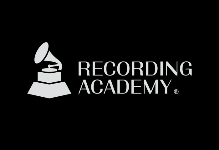 Grammy logo which consists of a gramophone and text "Recording academy"